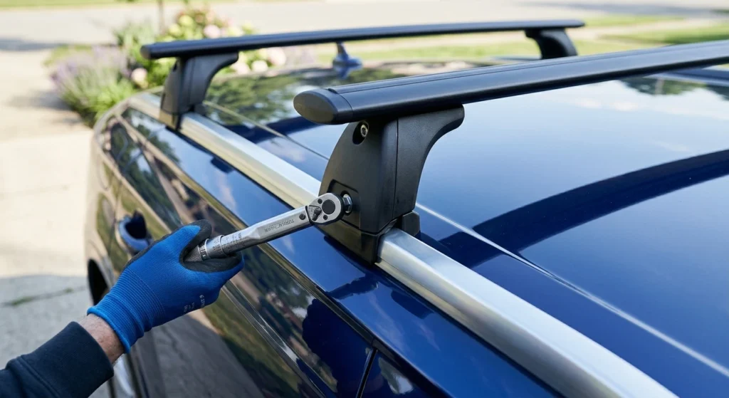 Roof rack installed on car showing how to install a roof rack correctly
